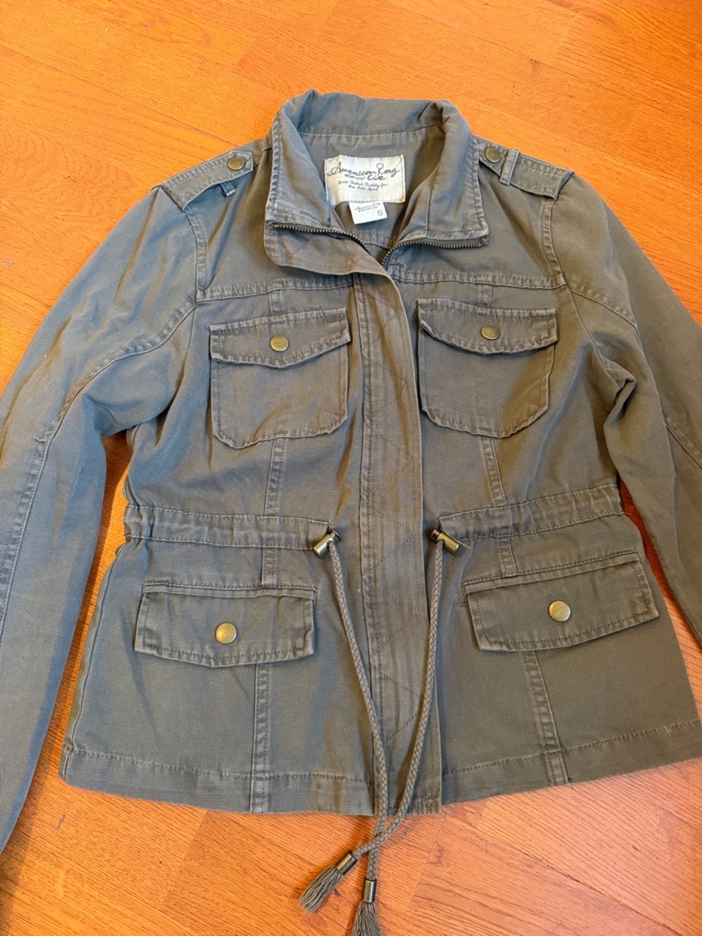 American Rag Small Olive-Grey Utility Shirt Jacket - Picture 2 of 11